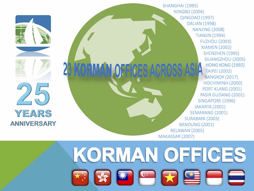 KORMAN INTERNATIONAL (Hong Kong) celebrates a remarkable 25th Anniversary serving the freight forwarding industry